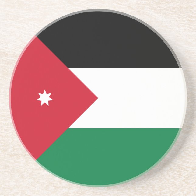 Dessous De Verre En Grès Drapeau Jordanie (Devant)