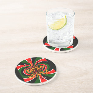 Dessous De Verre En Grès Drapeau Kenya d'inspiration africaine - Art Abstra