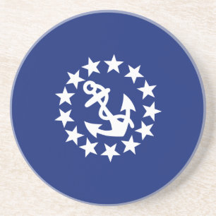 Dessous De Verre En Grès Drapeau Nautique Américain Ancre Étoiles Bleu