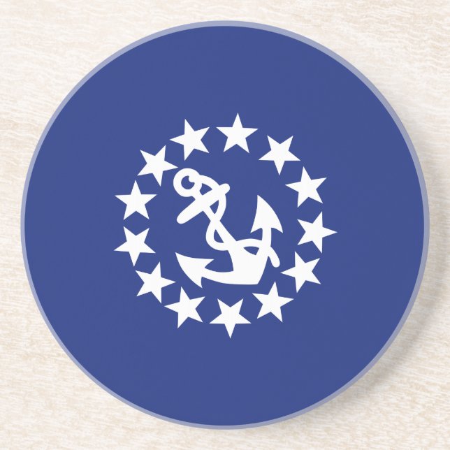 Dessous De Verre En Grès Drapeau Nautique Américain Ancre Étoiles Bleu (Devant)