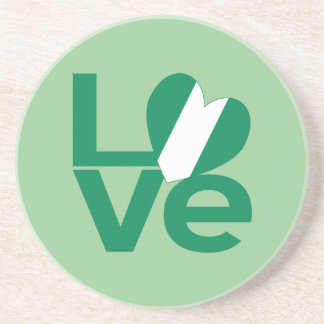 Dessous De Verre En Grès Drapeau nigérian en forme de cœur LOVE vert