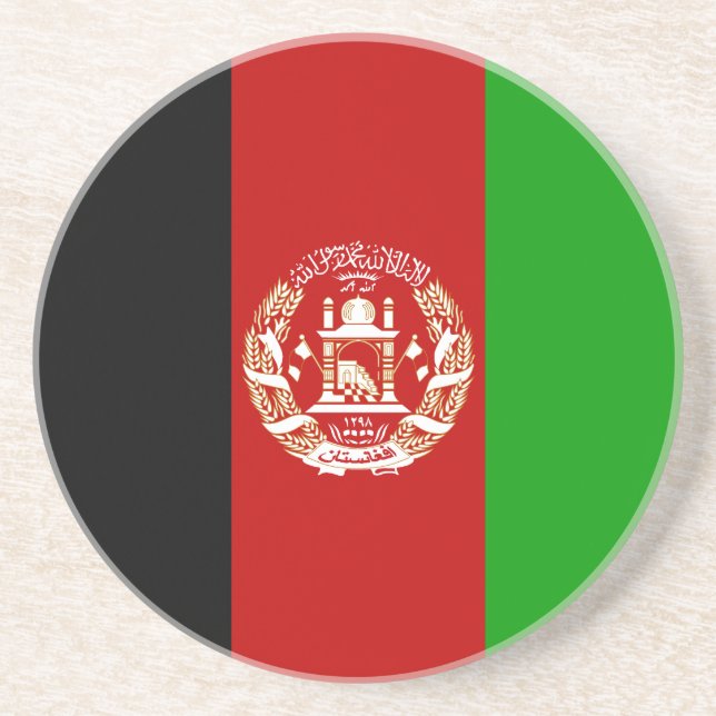Dessous De Verre En Grès Drapeau patriotique de l'Afghanistan (Devant)