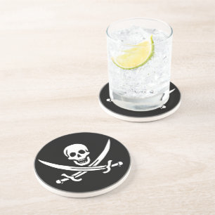 Dessous De Verre En Grès Drapeau pirate calicot Jack le Blanc, Crâne & Cutl