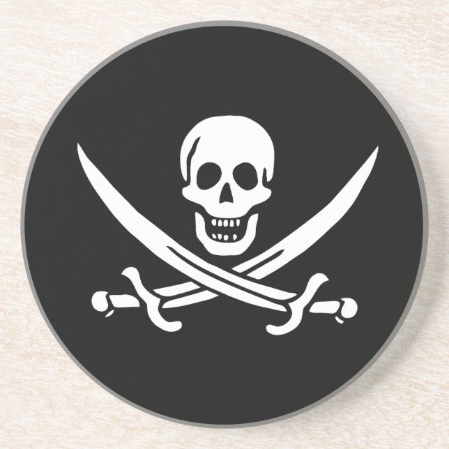 Dessous De Verre En Grès Drapeau Pirate Jolly Roger (Devant)