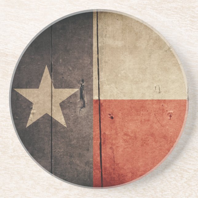 Dessous De Verre En Grès Drapeau robuste de Wood Texas (Devant)