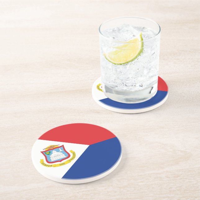 Dessous De Verre En Grès Drapeau Sint Maarten (Côté)