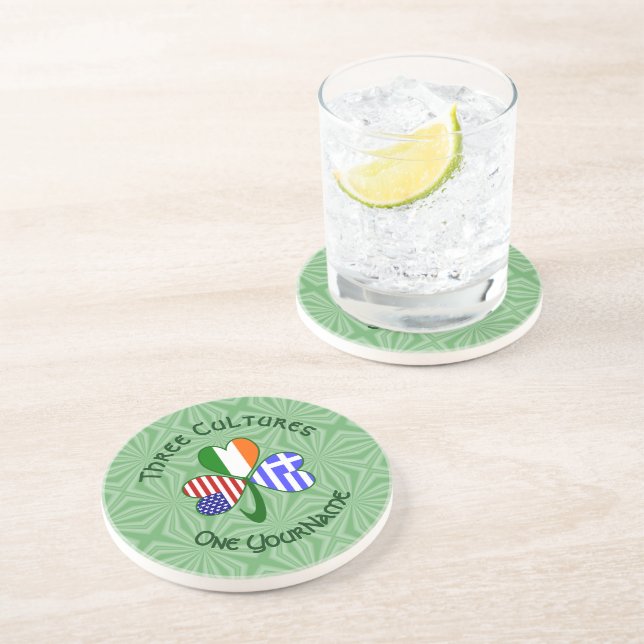 Dessous De Verre En Grès Drapeau trèfle grec (Côté)