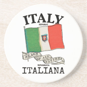 Dessous De Verre En Grès Drapeau vintage du pays Italie
