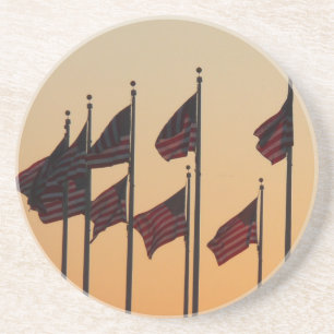 Dessous De Verre En Grès Drapeaux au coucher du soleil Patriotique américai