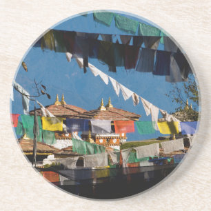 Dessous De Verre En Grès Drapeaux de prière et chortens