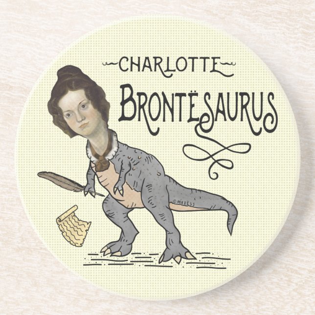 Dessous De Verre En Grès Drôle Charlotte Bronte Saurus Dinosaur Lecteur de  (Devant)