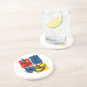 Dessous De Verre En Grès Drôle de motif d'art abstrait Axolotl Piet Mondria