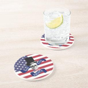 Dessous De Verre En Grès Drôle patriotique américain