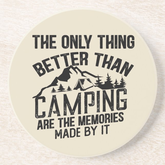 Dessous De Verre En Grès Drôle slogan de camping été citations (Devant)