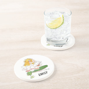 Dessous De Verre En Grès Eau Lily Fleur mignonne Enfant Floral Fée Girl