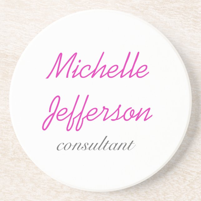 Dessous De Verre En Grès Écriture manuscrite tendance rose blanc propre (Devant)