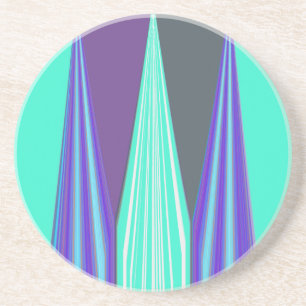 Dessous De Verre En Grès Edgy Blue Purple Cyan Chevron Art Imprimer