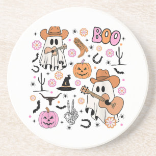 Dessous De Verre En Grès Éffrayant Ghost Cowboy Cute Halloween Boo Western