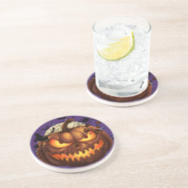 Dessous De Verre En Grès Éffrayant Halloween Citrouille Sandstone Drink Des