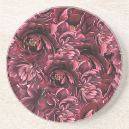 Dessous De Verre En Grès Élégance des fleurs bordeaux