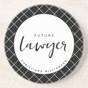 Dessous De Verre En Grès Elégant Avocat du Futur Chèque Motif Personnalisé