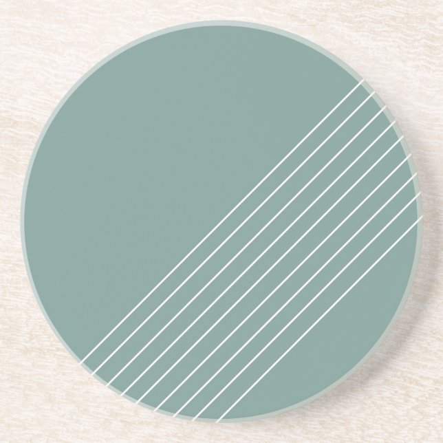 Dessous De Verre En Grès Élégant Chic Géométrique Sur Sage Green (Devant)