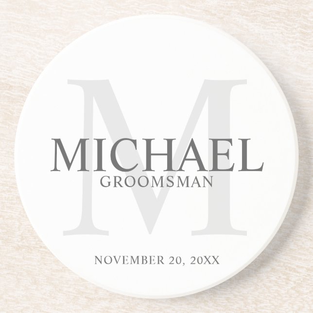 Dessous De Verre En Grès Élégant Groomsmen Personnalisé (Devant)