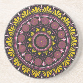 Dessous De Verre En Grès Elégant Mandala d'or rose, Boho Zen Dot Art Flower