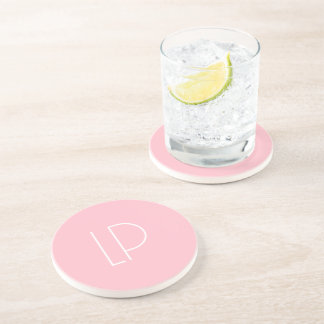 Dessous De Verre En Grès Élégant minimaliste moderne initial sur fond rose