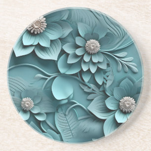 Dessous De Verre En Grès Élégant relief floral 3D incorporé