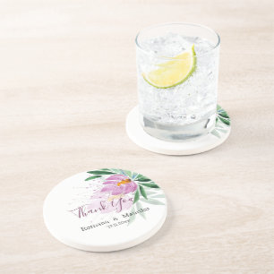 Dessous De Verre En Grès Élégant romantique violet lotus aquarelle Art