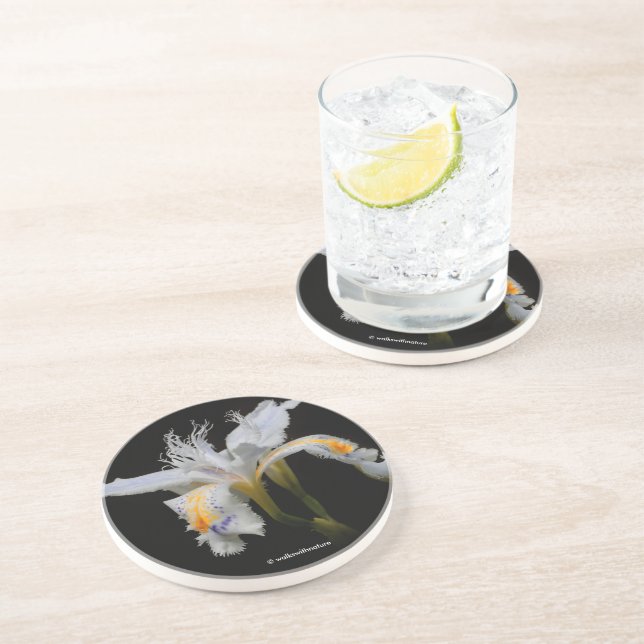 Dessous De Verre En Grès Elégant Shaga Floral Crested Japonais Iris (Côté)