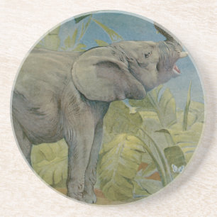 Dessous De Verre En Grès Eléphant d'Afrique vintage dans la jungle, EJ Detm