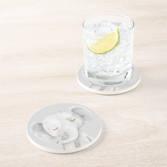 Dessous De Verre En Grès Éléphant Gris Mignon (Côté)
