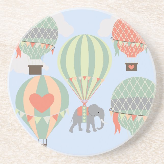 Dessous De Verre En Grès Éléphant mignon montant l'augmentation chaude de (Devant)