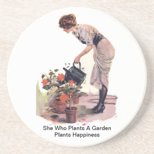 Dessous De Verre En Grès Elle qui plante un bonheur d'usines de jardin