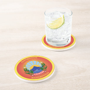 Dessous De Verre En Grès Emblème national de la Macédoine du Nord en forme