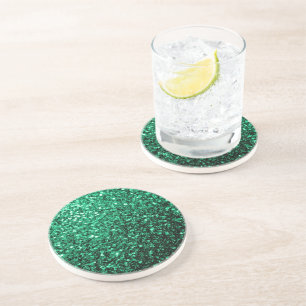Dessous De Verre En Grès Émeraude de parties scintillant verte