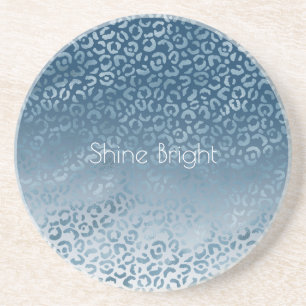 Dessous De Verre En Grès Empreinte de léopard Aqua Blue Navy Ombre