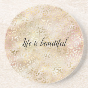 Dessous De Verre En Grès Empreinte de léopard rose Rose or