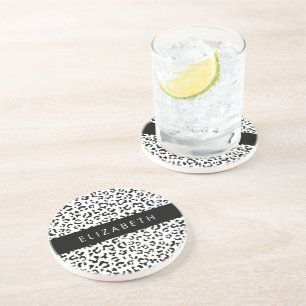 Dessous De Verre En Grès Empreinte de léopard, Spots, Noir Et Blanc, Votre
