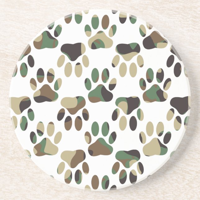 Dessous De Verre En Grès Empreinte de patte de chien Motif Camo (Devant)