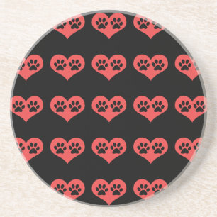 Dessous De Verre En Grès Empreintes de pattes dans mon coeur par Shirley Ta