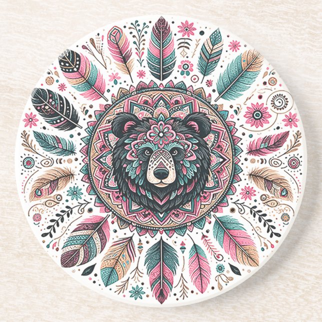 Dessous de verre en grès  en grès de l'ours Spirit (Devant)