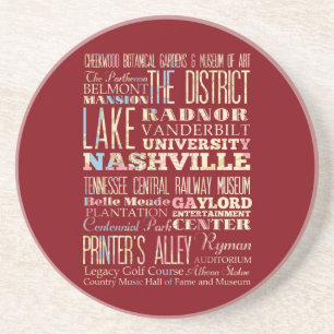 Dessous De Verre En Grès Endroits célèbres de Nashville, Tennessee