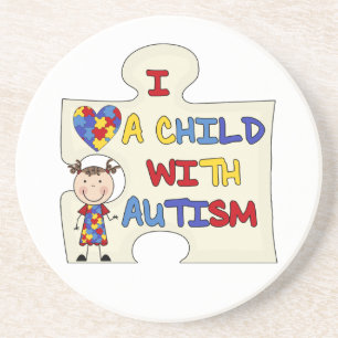 Dessous De Verre En Grès Enfant avec la fille 2 de brune d'autisme