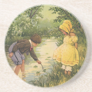Dessous De Verre En Grès Enfants vintages, garçons et filles Jouer par Cree