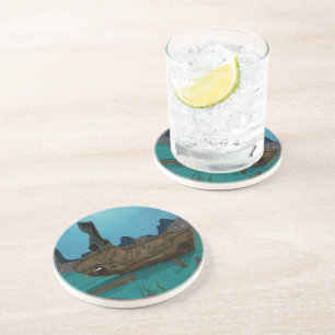 Dessous De Verre En Grès Épave sous l'eau