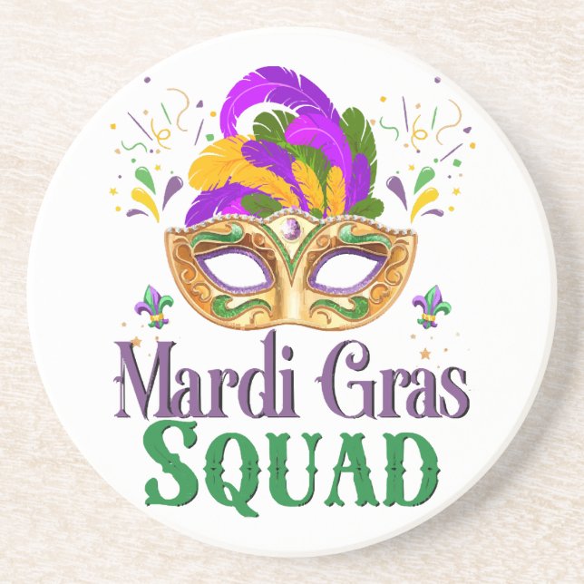 Dessous De Verre En Grès Équipe Mardi Gras (Devant)