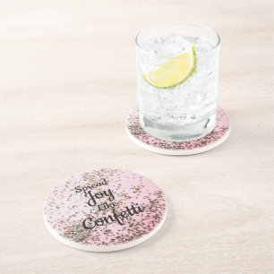 Dessous De Verre En Grès Étendre La Joie Comme Confetti Rose